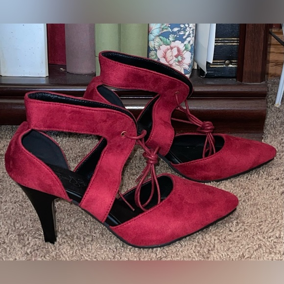 BUTITI Red Strappy Lace-Up Pump - Picture 3 of 5